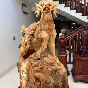 de-go-ngoc-G5947-5 Tượng Dê Gỗ Ngọc Am Hàng To Chất Đẹp Liền Khối G5947