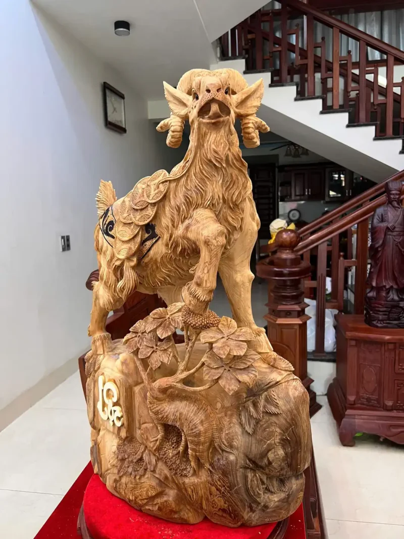 de-go-ngoc-G5947-5 Tượng Dê Gỗ Ngọc Am Hàng To Chất Đẹp Liền Khối G5947
