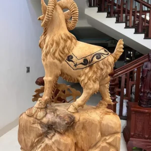 de-go-ngoc-G5947-6 Tượng Dê Gỗ Ngọc Am Hàng To Chất Đẹp Liền Khối G5947