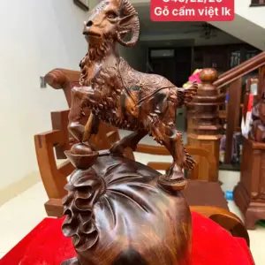 de-ung-bao-G5731-1 Tượng Dê Đứng Bao Tiền Gỗ Cẩm Việt Liền Khối G5731