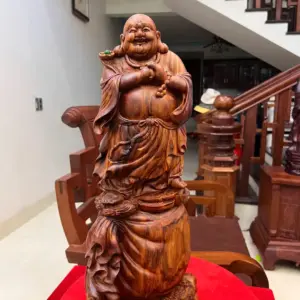 di-lac-chuc-G5560-2 Tượng Di Lặc Chúc Phúc Gỗ Sưa Bắc Vân Đẹp Liền Khối G5560