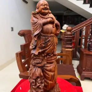 di-lac-chuc-G5560-3 Tượng Di Lặc Chúc Phúc Gỗ Sưa Bắc Vân Đẹp Liền Khối G5560
