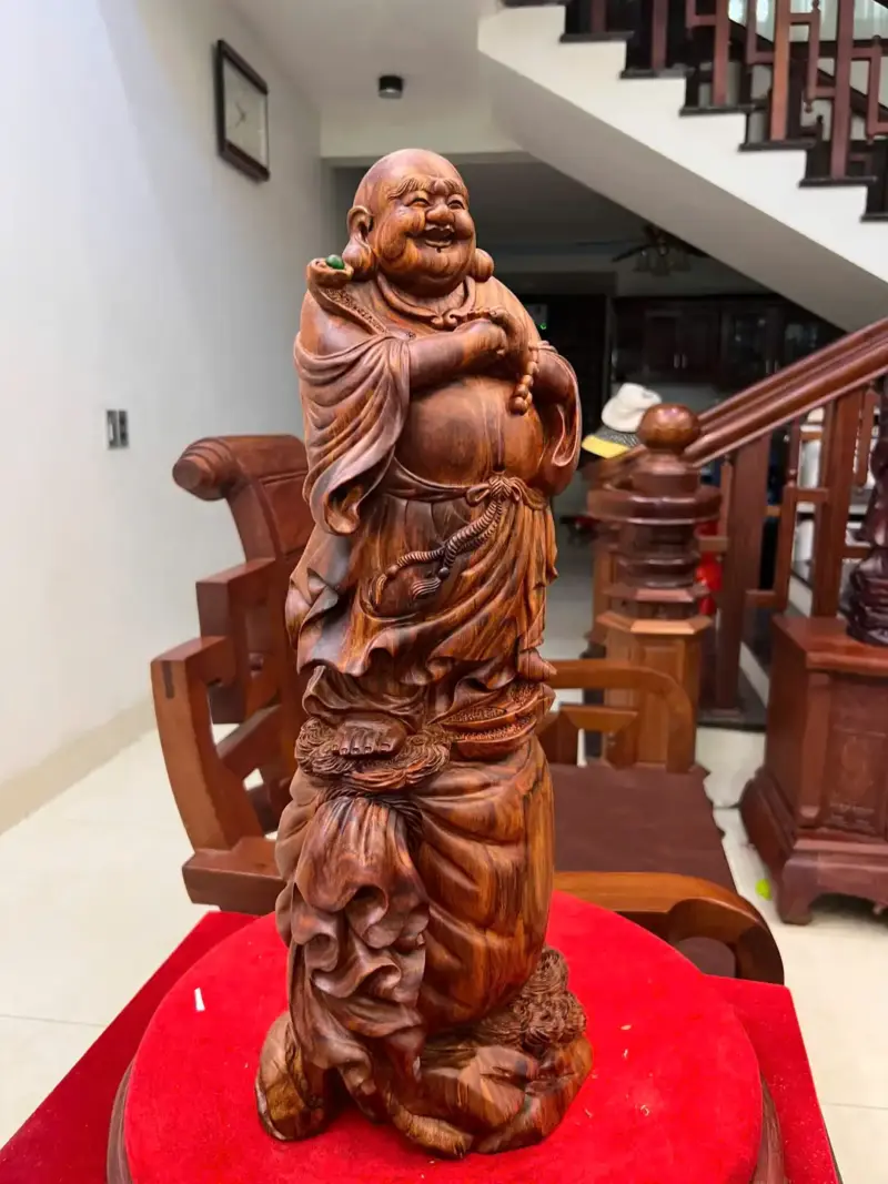 di-lac-chuc-G5560-3 Tượng Di Lặc Chúc Phúc Gỗ Sưa Bắc Vân Đẹp Liền Khối G5560