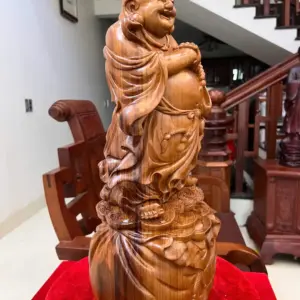 di-lac-chuc-G5573-3 Tượng Di Lặc Chúc Phúc Gỗ Ngọc Am Liền Khối Nhiều Vân Dầu G5573