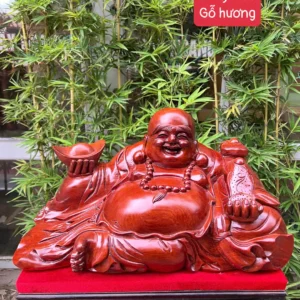 di-lac-e-G5822-1 Tượng Di Lặc Để Bàn Gỗ Hương Đá Liền Khối G5822