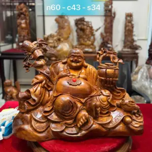 di-lac-go-G5291-1 Tượng Di Lặc Gỗ Hương Ta Liền Khối G5291