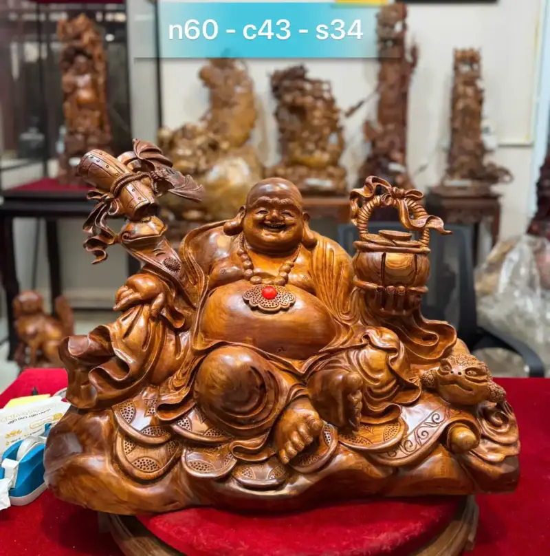 di-lac-go-G5291-1 Tượng Di Lặc Gỗ Hương Ta Liền Khối G5291
