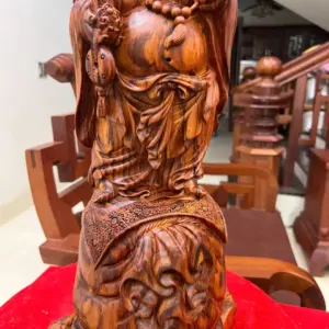 di-lac-go-G5461-3 Tượng Di Lặc Gỗ Sưa Bắc Đỏ Liền Khối Vân Tím Lịm G5461