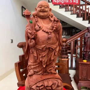 di-lac-go-G5924-1 Tượng Di Lặc Gỗ Tử Đàn Hàng Còn Mộc To Đẹp Có Sơn G5924
