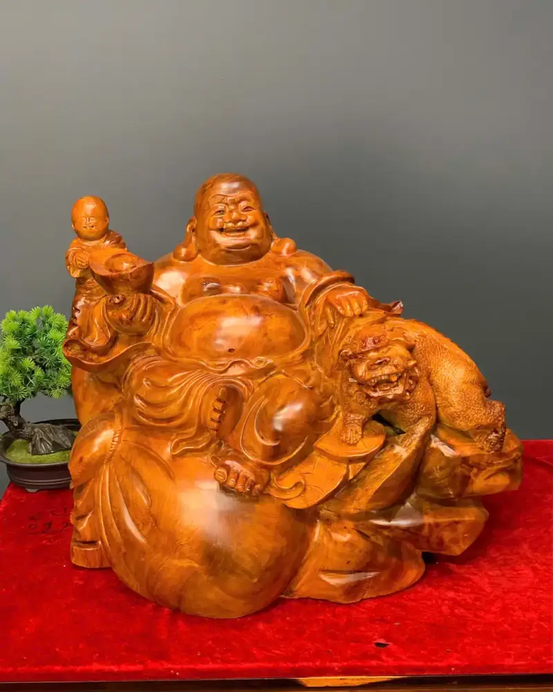 di-lac-go-huong-ta-G5414-1 Tượng Di Lặc Gỗ Hương Ta Liền Khối G5414