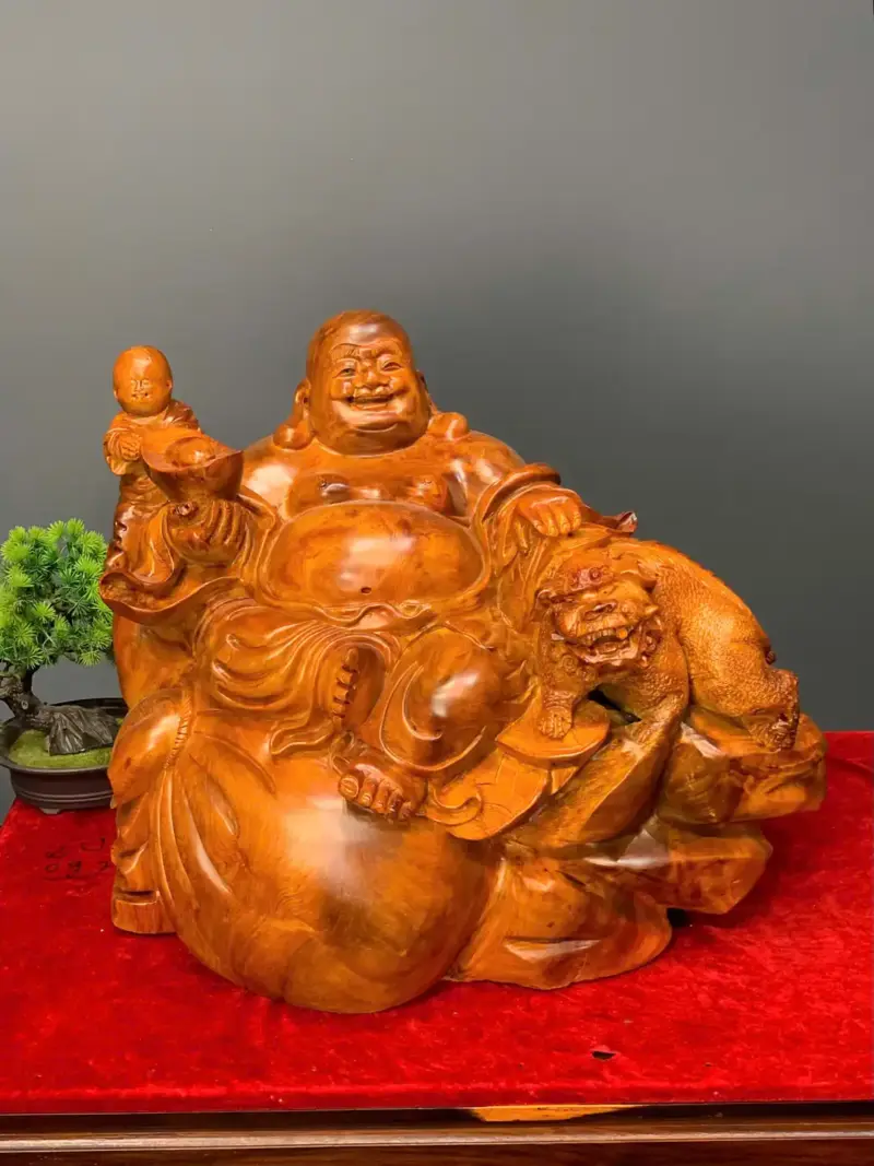 di-lac-go-huong-ta-G5414-1 Tượng Di Lặc Gỗ Hương Ta Liền Khối G5414