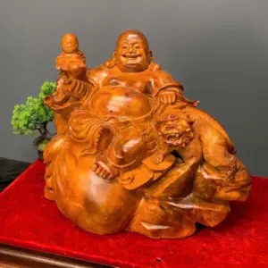 di-lac-go-huong-ta-G5414-2 Tượng Di Lặc Gỗ Hương Ta Liền Khối G5414