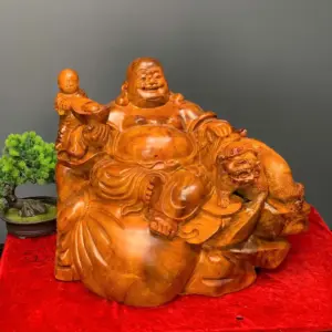di-lac-go-huong-ta-G5414-3 Tượng Di Lặc Gỗ Hương Ta Liền Khối G5414