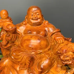 di-lac-go-huong-ta-G5414-4 Tượng Di Lặc Gỗ Hương Ta Liền Khối G5414