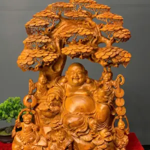 di-lac-go-huong-ta-G5415-1 Tượng Di Lặc Gỗ Hương Ta Liền Khối G5415