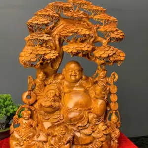 di-lac-go-huong-ta-G5415-3 Tượng Di Lặc Gỗ Hương Ta Liền Khối G5415