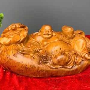 di-lac-go-nu-ngoc-G5416-1 Tượng Di Lặc Gỗ Nu Ngọc Am Liền Khối G5416