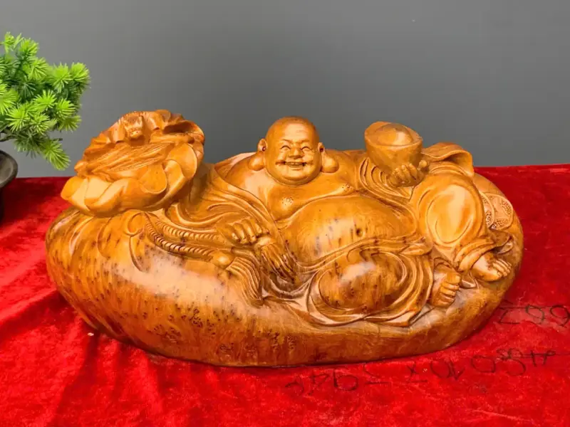 di-lac-go-nu-ngoc-G5416-1 Tượng Di Lặc Gỗ Nu Ngọc Am Liền Khối G5416