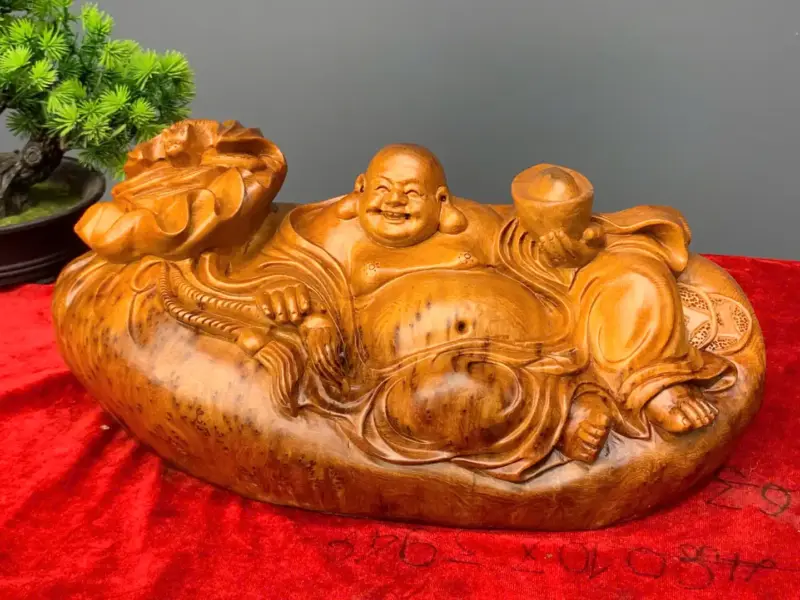 di-lac-go-nu-ngoc-G5416-2 Tượng Di Lặc Gỗ Nu Ngọc Am Liền Khối G5416