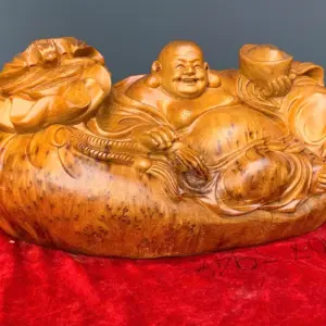 di-lac-go-nu-ngoc-G5416-3 Tượng Di Lặc Gỗ Nu Ngọc Am Liền Khối G5416