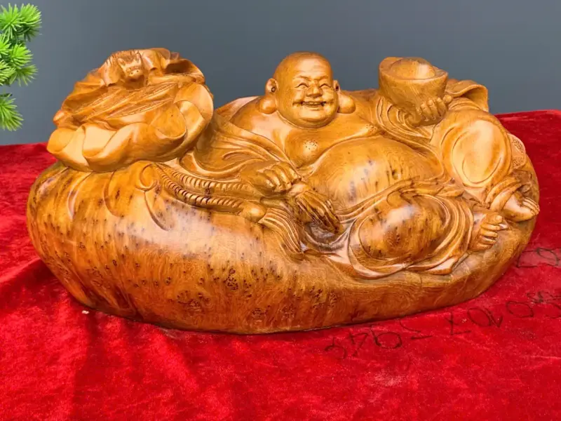 di-lac-go-nu-ngoc-G5416-3 Tượng Di Lặc Gỗ Nu Ngọc Am Liền Khối G5416