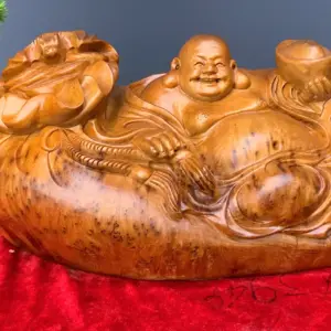 di-lac-go-nu-ngoc-G5416-5 Tượng Di Lặc Gỗ Nu Ngọc Am Liền Khối G5416