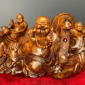 di-lac-go-nu-ngoc-G5417-1 Tượng Di Lặc Gỗ Nu Ngọc Am Liền Khối G5417
