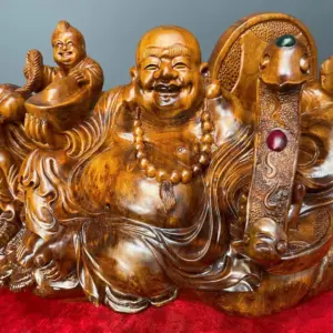 di-lac-go-nu-ngoc-G5417-4 Tượng Di Lặc Gỗ Nu Ngọc Am Liền Khối G5417