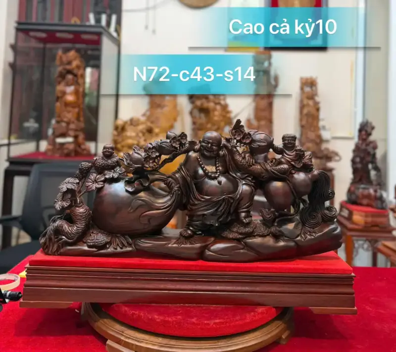 di-lac-keo-bao-tien-go-trac-o-G5292-1 Tượng Di Lặc Kéo Bao Tiền Gỗ Trắc Đỏ Đen Hàng Liền Kỹ Đẹp G5292