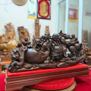 di-lac-keo-bao-tien-go-trac-o-G5292-2 Tượng Di Lặc Kéo Bao Tiền Gỗ Trắc Đỏ Đen Hàng Liền Kỹ Đẹp G5292