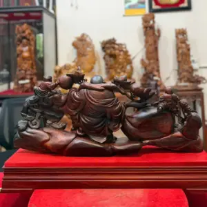 di-lac-keo-bao-tien-go-trac-o-G5292-7 Tượng Di Lặc Kéo Bao Tiền Gỗ Trắc Đỏ Đen Hàng Liền Kỹ Đẹp G5292