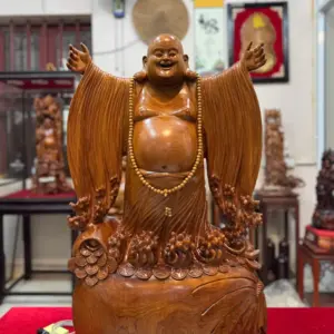 di-lac-nghenh-hy-tu-phuong-go-ngoc-am-G5293-1 Tượng Di Lặc Nghênh Hỷ Tứ Phương Gỗ Ngọc Am Liền Khối G5293