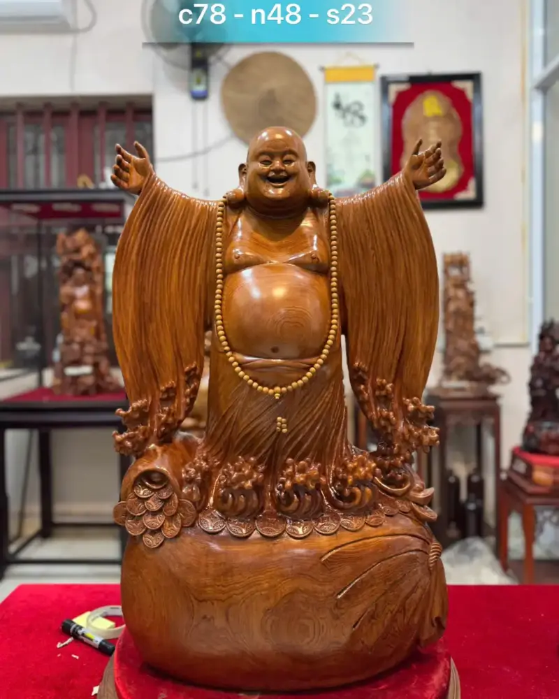 di-lac-nghenh-hy-tu-phuong-go-ngoc-am-G5293-1 Tượng Di Lặc Nghênh Hỷ Tứ Phương Gỗ Ngọc Am Liền Khối G5293