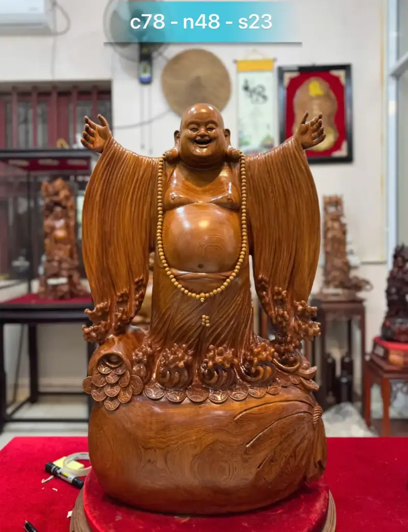 di-lac-nghenh-hy-tu-phuong-go-ngoc-am-G5293-1 Tượng Di Lặc Nghênh Hỷ Tứ Phương Gỗ Ngọc Am Liền Khối G5293