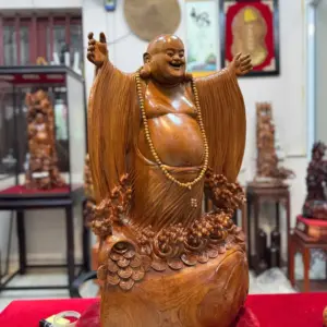 di-lac-nghenh-hy-tu-phuong-go-ngoc-am-G5293-2 Tượng Di Lặc Nghênh Hỷ Tứ Phương Gỗ Ngọc Am Liền Khối G5293