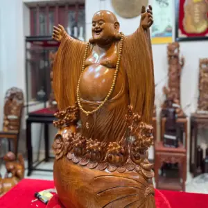 di-lac-nghenh-hy-tu-phuong-go-ngoc-am-G5293-3 Tượng Di Lặc Nghênh Hỷ Tứ Phương Gỗ Ngọc Am Liền Khối G5293