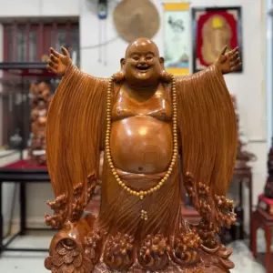 di-lac-nghenh-hy-tu-phuong-go-ngoc-am-G5293-5 Tượng Di Lặc Nghênh Hỷ Tứ Phương Gỗ Ngọc Am Liền Khối G5293