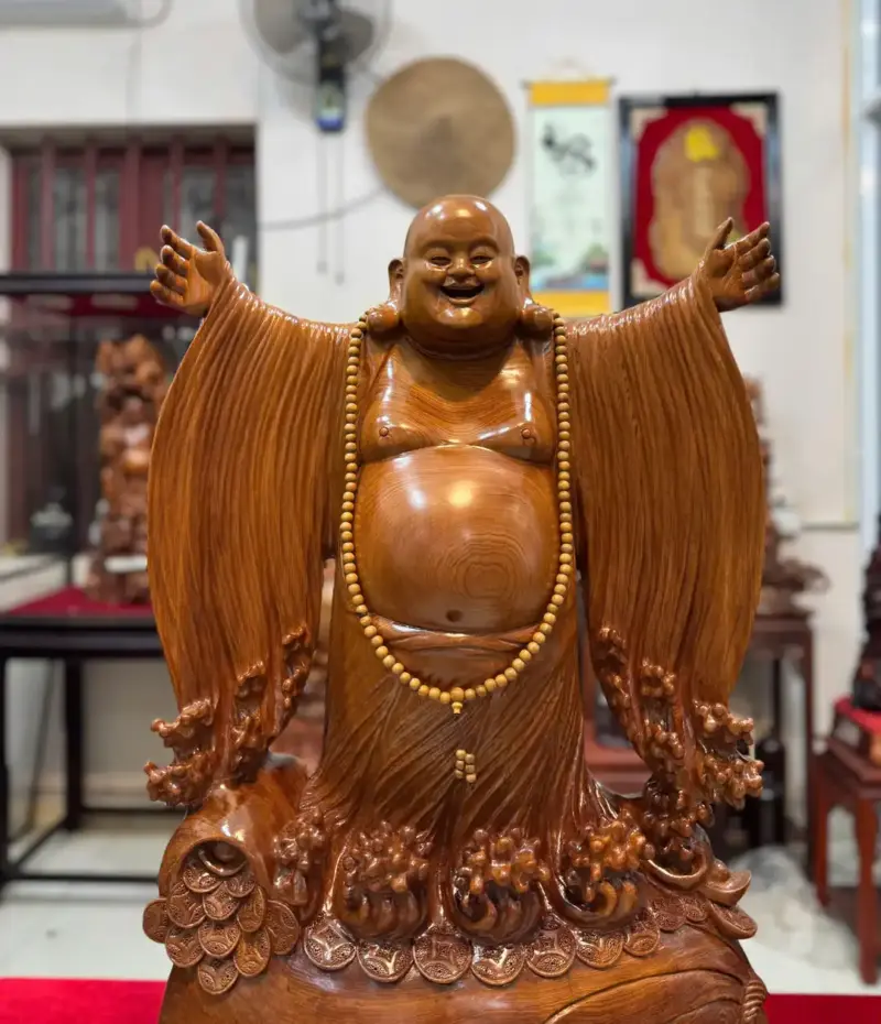 di-lac-nghenh-hy-tu-phuong-go-ngoc-am-G5293-5 Tượng Di Lặc Nghênh Hỷ Tứ Phương Gỗ Ngọc Am Liền Khối G5293