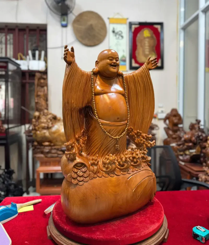 di-lac-nghenh-hy-tu-phuong-go-ngoc-am-G5869-2 Tượng Di Lặc Nghênh Hỷ Tứ Phương Gỗ Ngọc Am Hàng Đục Tay G5869