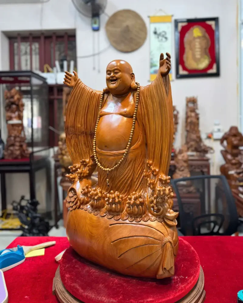 di-lac-nghenh-hy-tu-phuong-go-ngoc-am-G5869-4 Tượng Di Lặc Nghênh Hỷ Tứ Phương Gỗ Ngọc Am Hàng Đục Tay G5869