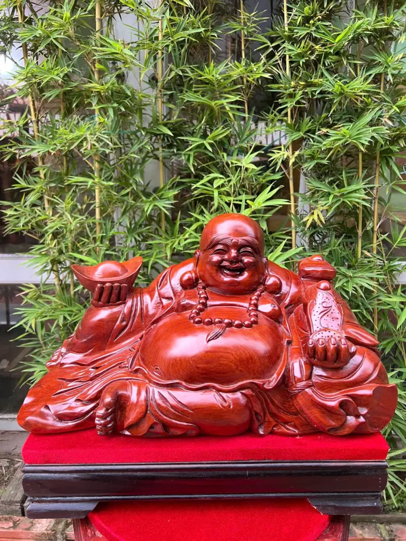 di-lac-ngoi-G5999-3 Tượng Di Lặc Ngồi Để Bàn Gỗ Hương Đá Liền Khối Tặng Kèm Kỷ Như Hình G5999