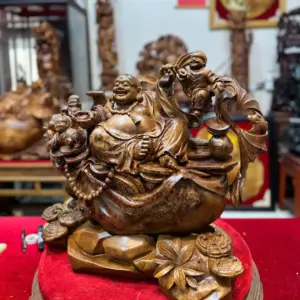 di-lac-ngoi-bao-tien-go-nu-ngoc-G5483-3 Tượng Di Lặc Ngồi Bao Tiền Gỗ Nu Ngọc Am Hàng Đẹp Liền Khối G5483