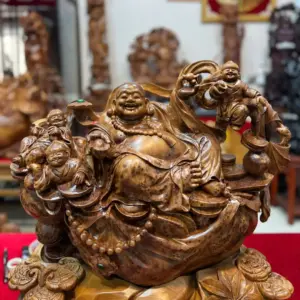 di-lac-ngoi-bao-tien-go-nu-ngoc-G5483-4 Tượng Di Lặc Ngồi Bao Tiền Gỗ Nu Ngọc Am Hàng Đẹp Liền Khối G5483