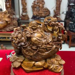 di-lac-ngoi-bao-tien-go-nu-ngoc-G5483-5 Tượng Di Lặc Ngồi Bao Tiền Gỗ Nu Ngọc Am Hàng Đẹp Liền Khối G5483