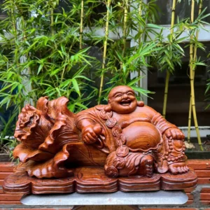 di-lac-ngoi-bap-cai-go-huong-ta-G5998-2 Tượng Di Lặc Ngồi Bắp Cải Gỗ Hương Ta Gia Lai Liền Khối G5998