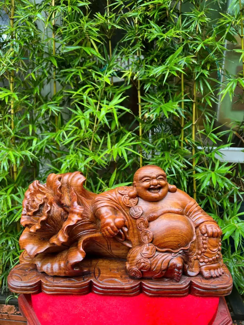 di-lac-ngoi-bap-cai-go-huong-ta-G5998-3 Tượng Di Lặc Ngồi Bắp Cải Gỗ Hương Ta Gia Lai Liền Khối G5998