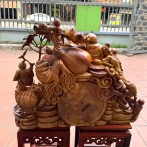 di-lac-ngu-G5605-4 Tượng Di Lặc Ngũ Phúc Thuần Nghê Hàng Kỹ Đẹp Liền Khối Chất Liệu Nu Hương Vip Bền Bỉ Hàng To Nặng G5605