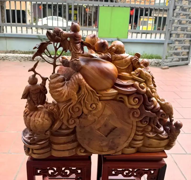 di-lac-ngu-G5605-4 Tượng Di Lặc Ngũ Phúc Thuần Nghê Hàng Kỹ Đẹp Liền Khối Chất Liệu Nu Hương Vip Bền Bỉ Hàng To Nặng G5605