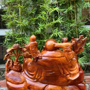 di-lac-ngu-G6344-5 Tượng Di Lặc Ngũ Phúc Ngồi Tiền Vàng Gỗ Hương Gia Lai Hàng To Nặng Kỹ Liền Khối G6344