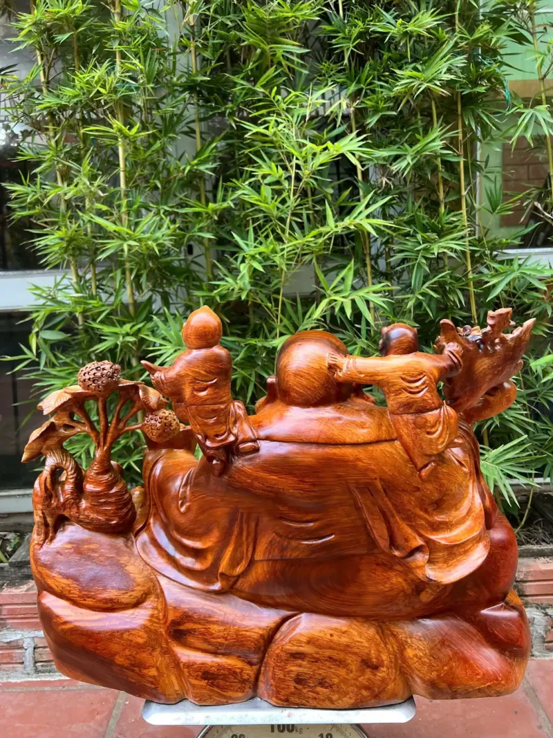 di-lac-ngu-G6344-5 Tượng Di Lặc Ngũ Phúc Ngồi Tiền Vàng Gỗ Hương Gia Lai Hàng To Nặng Kỹ Liền Khối G6344